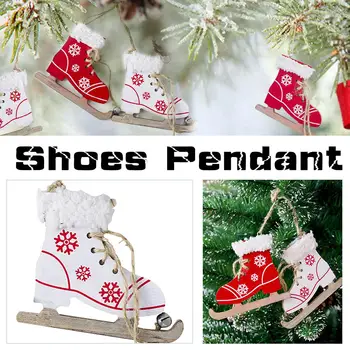 

Christmas Wooden Painted Innovative Skates Ski Shoes Pendant Decorative Christmas Tree Ornament Christmas Home Door Decorations