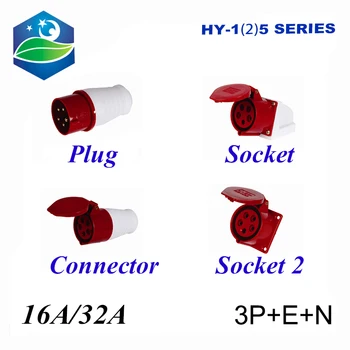 

2PCS 16A/32A waterproof industrial plug IP44 3P+E+N voltage 240V~415V Plug , socket and connector