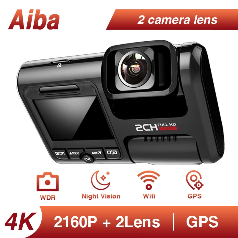 

Aiba Dash Cam J07 2160P Speed & Coordinates GPS ADAS Car Dash Camera Wifi DVR Original 24H Park Dual Lens Registratorycamcorder