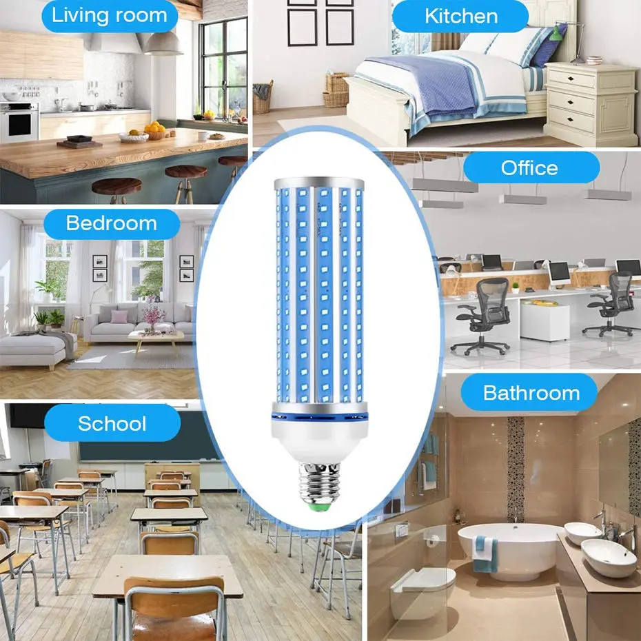 Lâmpada Germicida Equivalente Led Ultravioleta Luz Esterilizador Ácaros Luzes Uvc E26 - E27 Soquete uv 60 w 8 led uvc lâmpada e26 e27 soquete