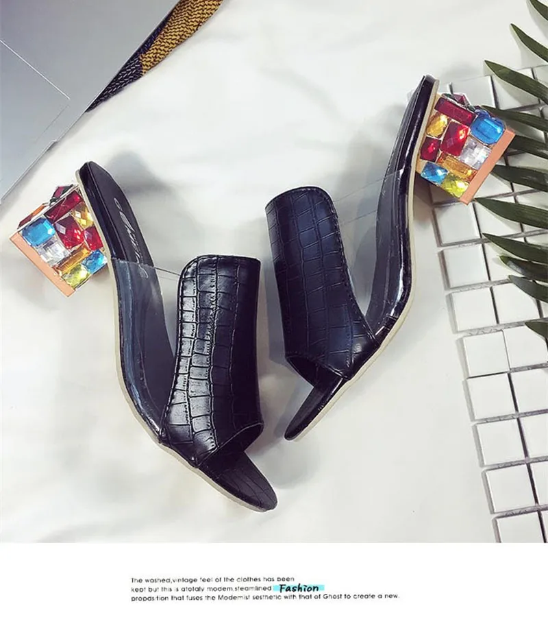 Fashion Crystal Thick Heel Summer Beach Sandals Women 2020 New Peep Toe Women High Heel Sandals Platform Women Shoes VT837 (4)