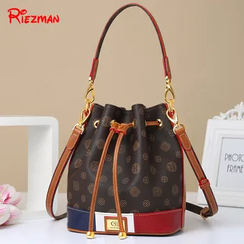 

Riezman Women's Messenger Bag Large Capacity Handbag Bucket Bag Women Old Pattern Shoulder Bag Multifunctional Crossbody Bags