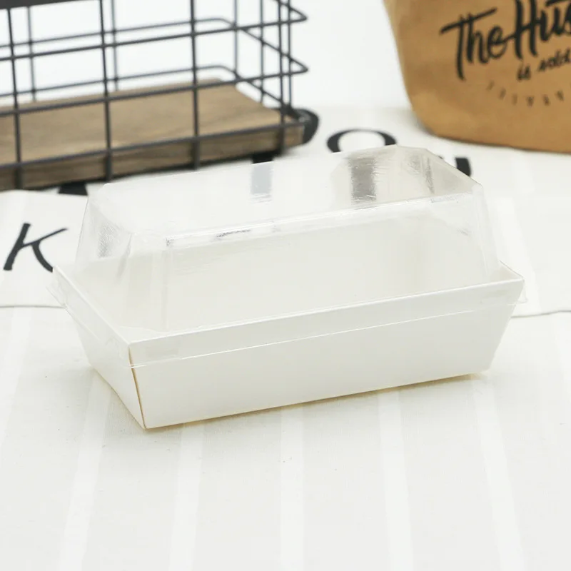 white 100 шт прямоугольная коробка для сэндвича хот-дог пластиковая коробка прозрачная коробка для выпечки торта 13,5x7,5x6 см - Цвет: white