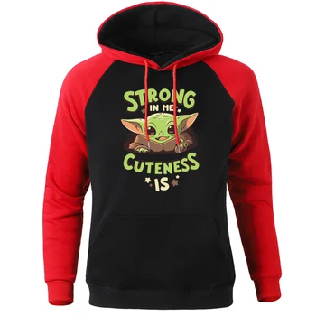 

2020 New Raglan Pullover Men Novelty Print Strong In Me Is Cuteness Clothing Movies Baby Yoda Clothing Male Harajuku Hoodies