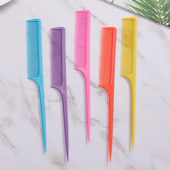 

Multicolor Plastic Brush Thin Tip Salon Tail Comb Brush Make Up Tool Blending Hairdressing Combs Tool black Random Color