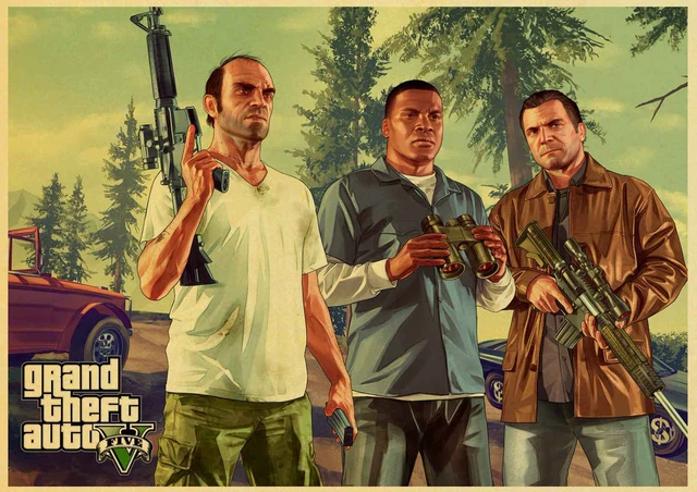 Grand Theft Auto Gta V 5 Painting  Grand Theft Auto Gta V Poster - V Game  Art Poster - Aliexpress