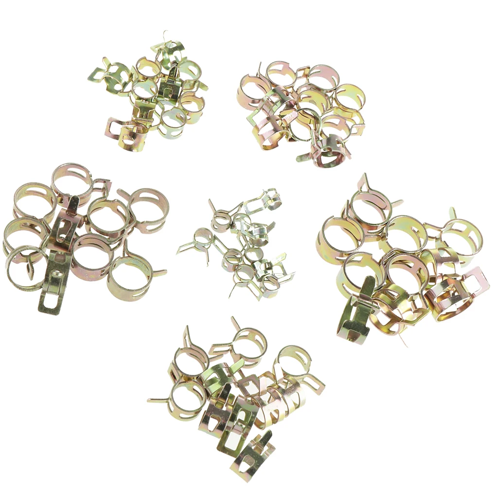 60Pcs Spring Band Type Clips Air Hose Tube Pipe Hose Clamp Fasteners 6-15mm