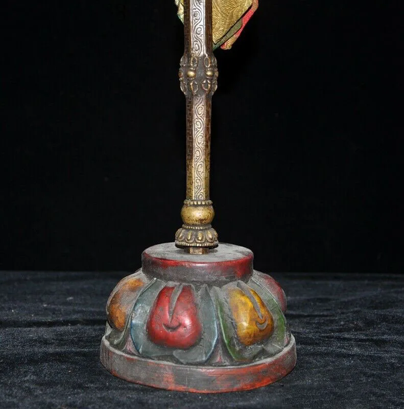 Свадебное украшение 2" тибетская бронза Tara Kwan-yin Sakyamuni Phurpa Dorje Pestle Vajra FaQi деревянная основа