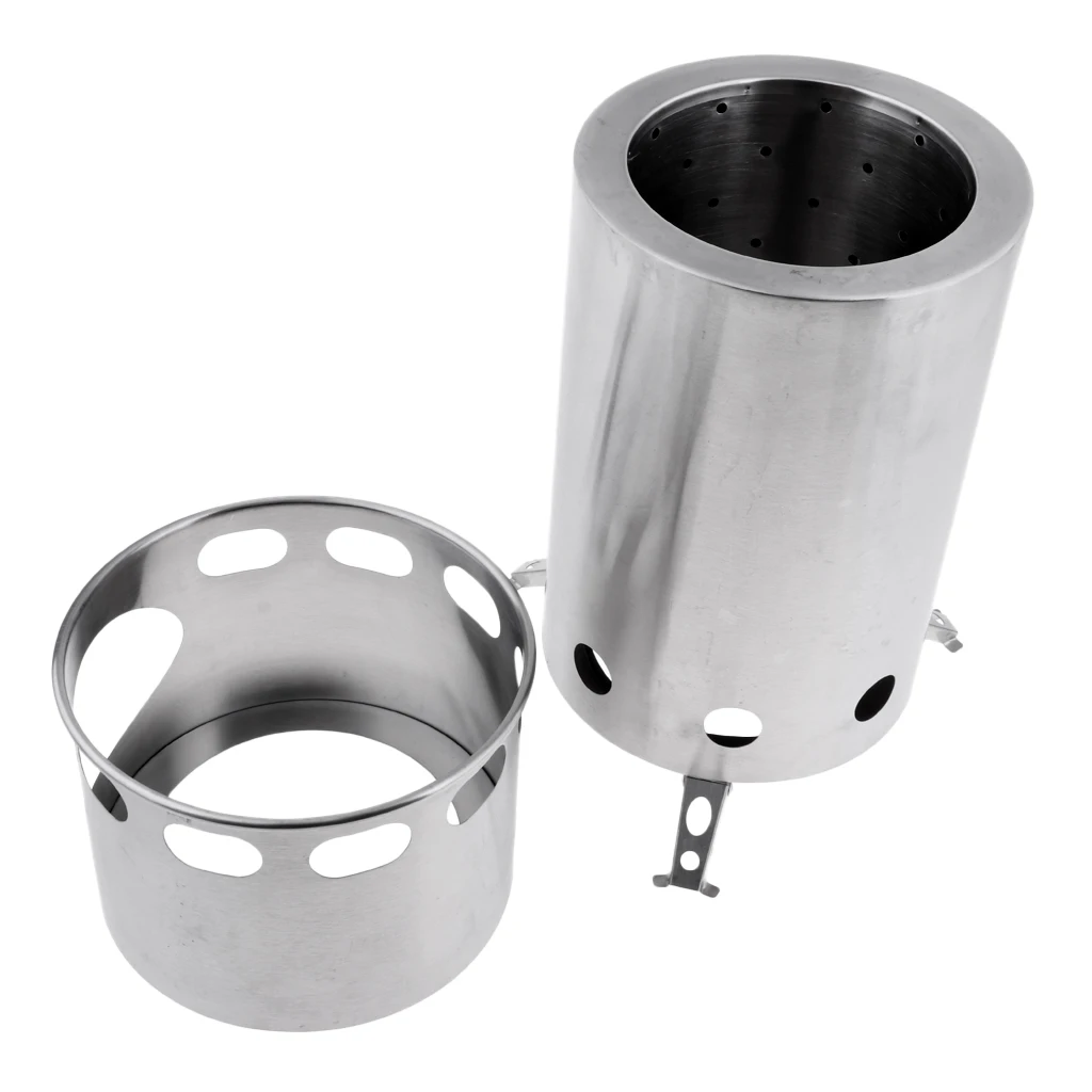 Stainless Steel Stove, Wood Burner, Compact for Survival Camping Hunting Emergency Preparation Backyard Picnic BBQ Barbecue