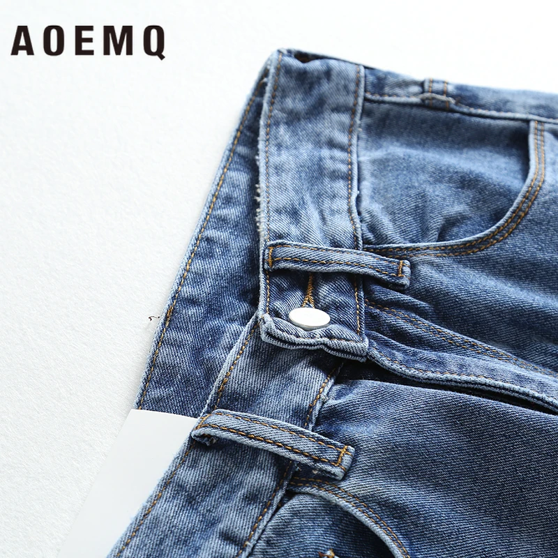 AOEMQ модные брюки черные/черные однотонные джинсы облегающие тонкие повседневные