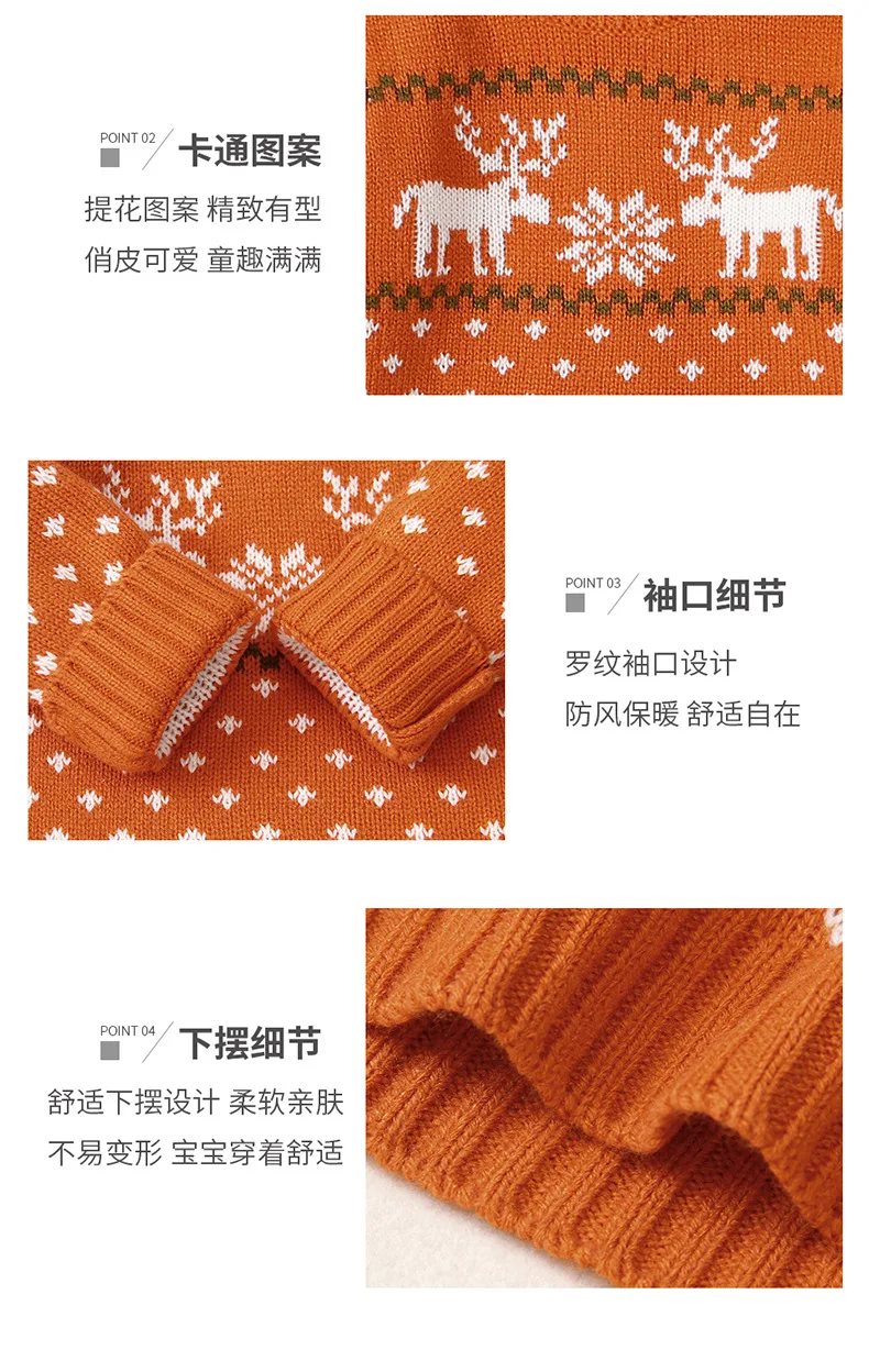 Christmas Elk Sweater Newborn Baby Boy Girl Winter Clothes Warm Wool Pullover Breathrable Soft Comfortable Knit Tops 0-18M