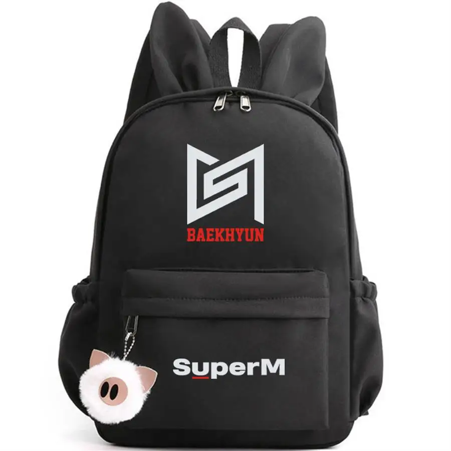 SuperM спортивный рюкзак для путешествий Taeyong Baekhyun сумка на плечо Kpop Taemin Kawaii Rabit Ears модный ранец рюкзак - Цвет: Baekhyun Black