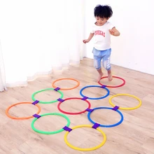 Jeu d'anneaux de saut en treillis pour enfants, jeu de plein air avec 10 cerceaux et 10 connecteurs, pour parc, garçons et filles