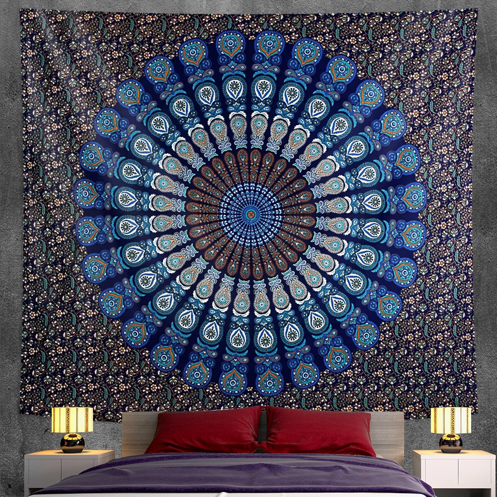 Indian Tapestry Home Decoration Illusion Scene Mandala Tapestry Hippie Bohemian Decorative Yoga Sheet Quilt Cover Yoga Mat tapestry decor