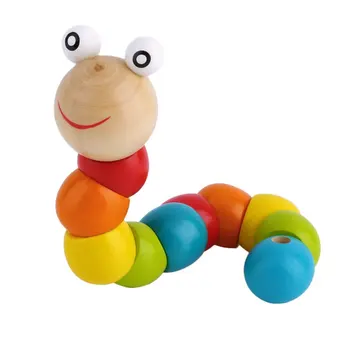 

Wooden Twisty Wiggly Worm Multicolour Sensory Kids Children Boys Girls Colorful Wooden Worm Sensory Wood Bead Toys New Hot!