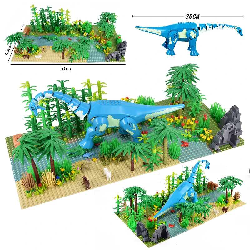 thumbnail image 1 of Bloques de construcción MOC Rain Forest River, placas base de dinosaurios de animales de selva tropical, bloques de construcción, juguetes de dinosaurios de Jurassic World, 1 of 4