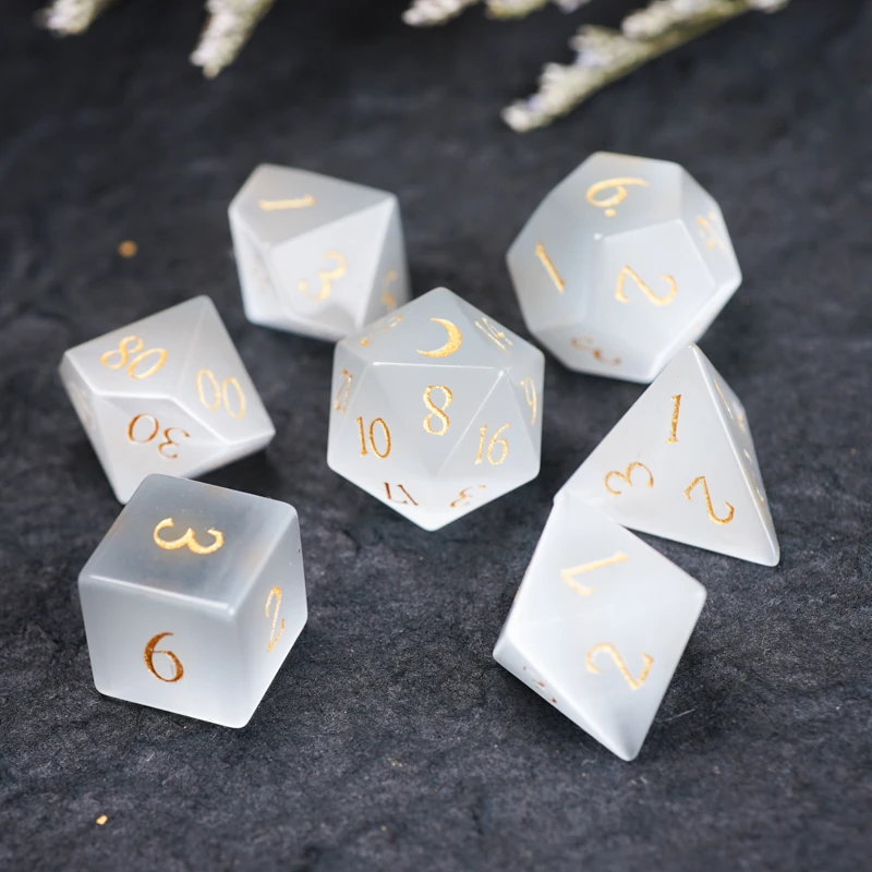 Ivory White Opal Dnd Dice Running Group Coc Cthulhu Trpg Dice Gem Multi Faceted Table Game Dice Prisms Aliexpress