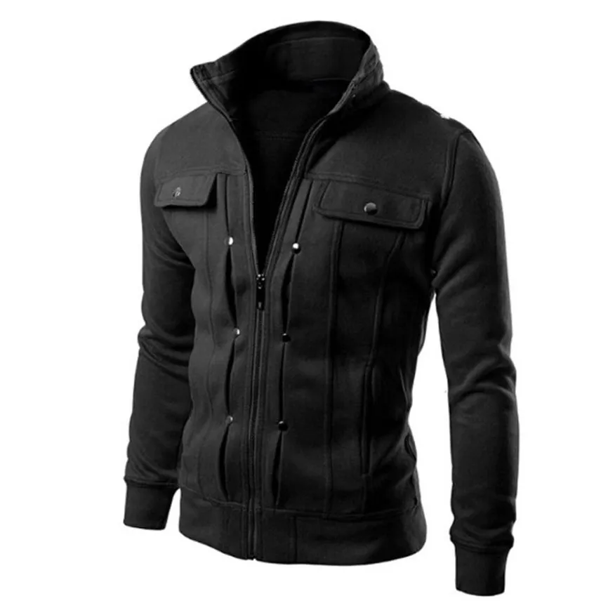 Мужская куртка, модная мужская приталенная Дизайнерская куртка-кардиган с отворотом, мужские пальто, уличная Мужская ветровка - Цвет: Black