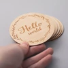 5pcs Baby Milestone Circular Wooden Toys Birth Milestone Cards Baby Teether Photography Babies Accessories For Newborn Baby ► Photo 3/6