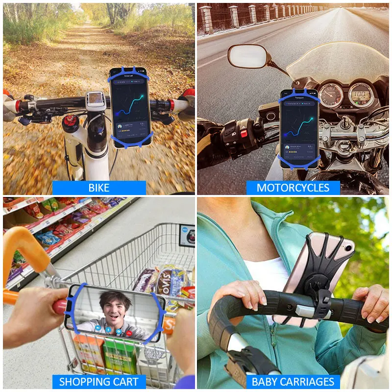 1pc 360° Universal Silicone Phone Holder Bicycle Motorcycle Bike Stroller Handle Handlebar Rotating Adjustable Balance | Электроника