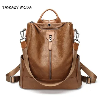 

Fashion PU Leather Backpack Women Fashion School Bag for Teenagers Casual Rucksacks Leather Laptop Brand 2020 Bags female New
