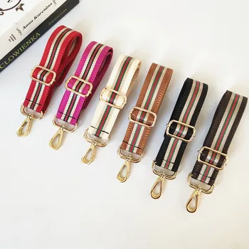 

3.8cm width Shoulder strap 80~130cm adjustable bag belt vertical bar design contrast color bag strap accessories