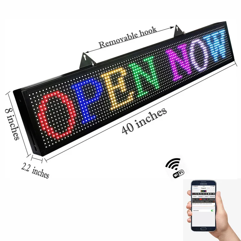 WiFi LED RGB Color Sign 100X20cm With High Resolution P10 LED Panel, And New SMD Technology With Integrated Power Supply