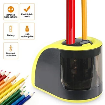 

Pencil Sharpeners Battery Operated or USB Powered Pencil Sharpener with Container Double Holes for 6-12mm H-best