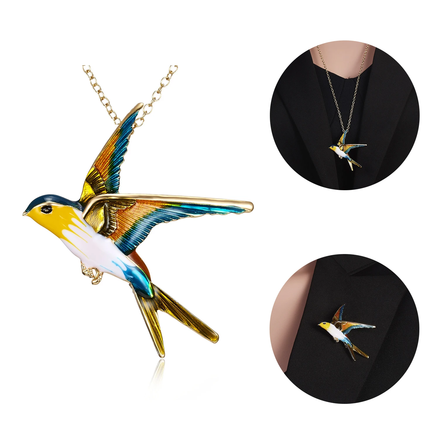 

Rinhoo Vivid Swallow Shaped Enamel Brooch Pins Coat Dress Decoration Badge Sweater Pendant Cute Bird Animal Brooches For Women
