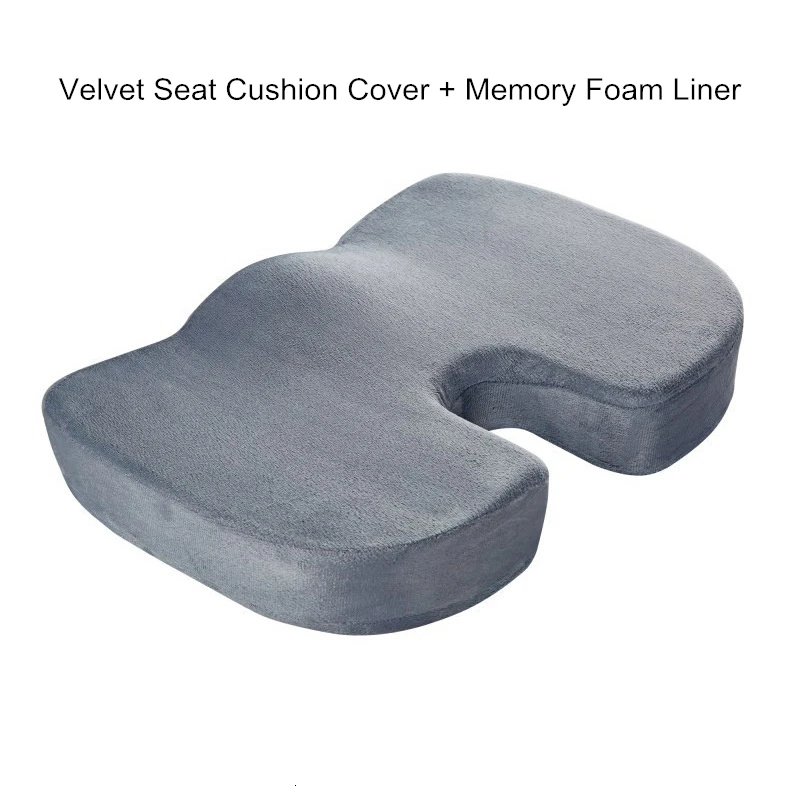 Velvet Grey U-образная подушка для сиденья из пены с эффектом памяти для женщин и мужчин, для формирования бедер, массажная подушка с защитой от геморроя, дышащая подушка для автомобиля с медленным отскоком - Цвет: Velvet Grey