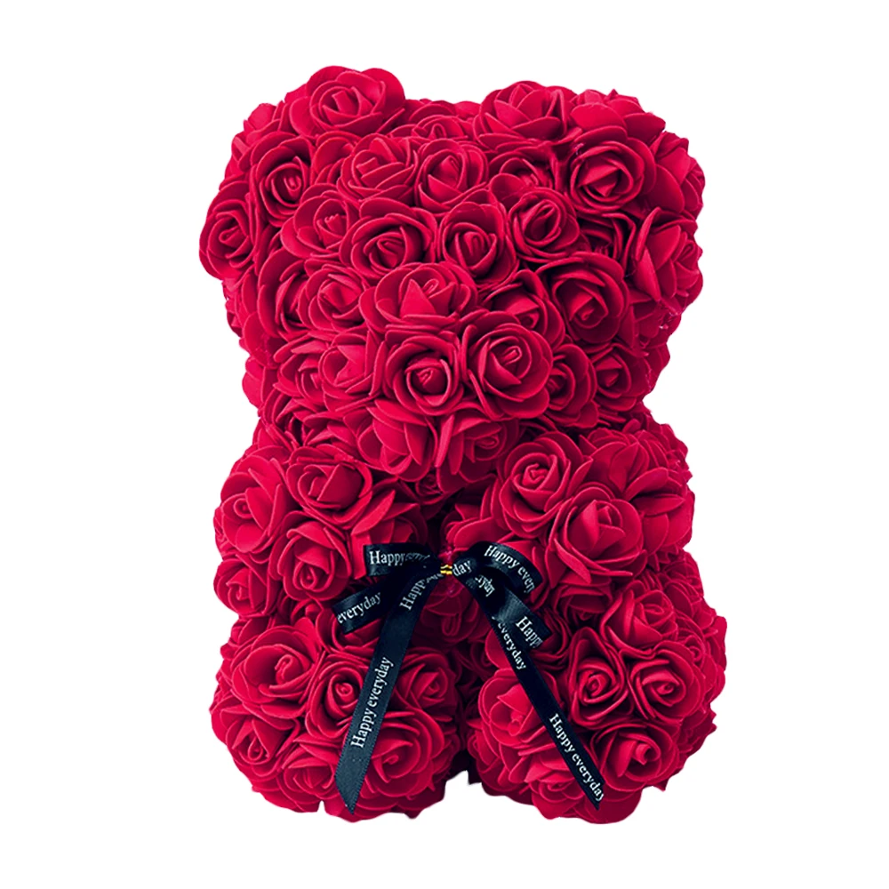wine red 1 шт медведь Роза цветок подарок на день Святого Валентина Подушка подруги подарок на день рождения Юбилей сюрприз+ Подарочная коробка подушки - Цвет: wine red