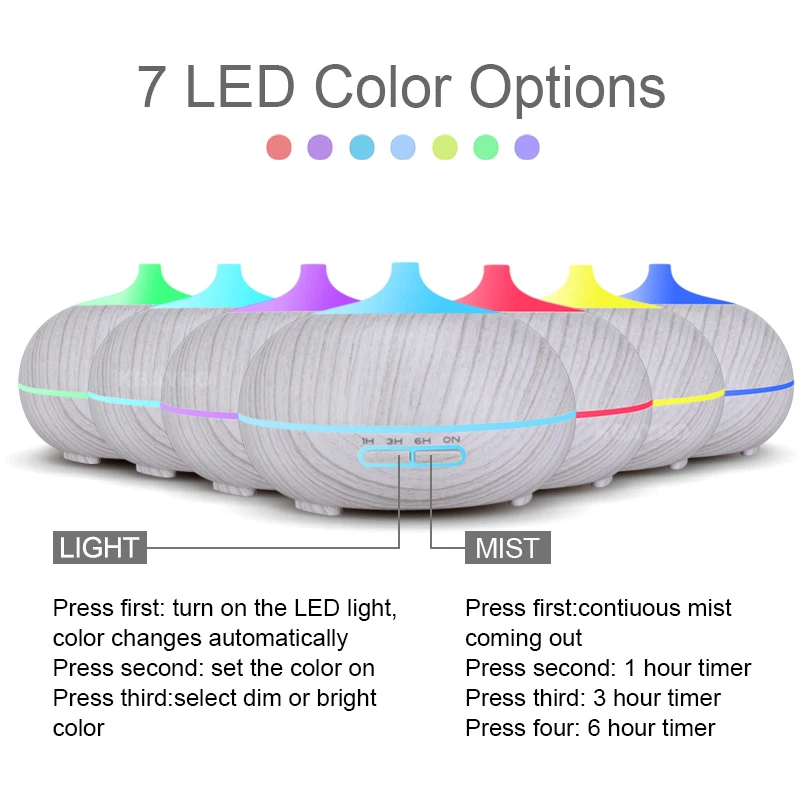  300ML Air Humidifier wood Diffuser Remote Control Aroma Aromatherapy Essential Oil Diffuser Ultraso