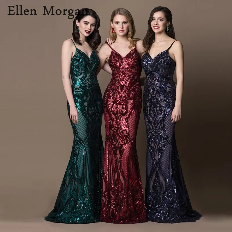 

Arabic Mermaid Evening Dresses 2019 Saudi Arabia Floor length Beautiful Vintage Multi Colors Sequined Formal Party Gowns