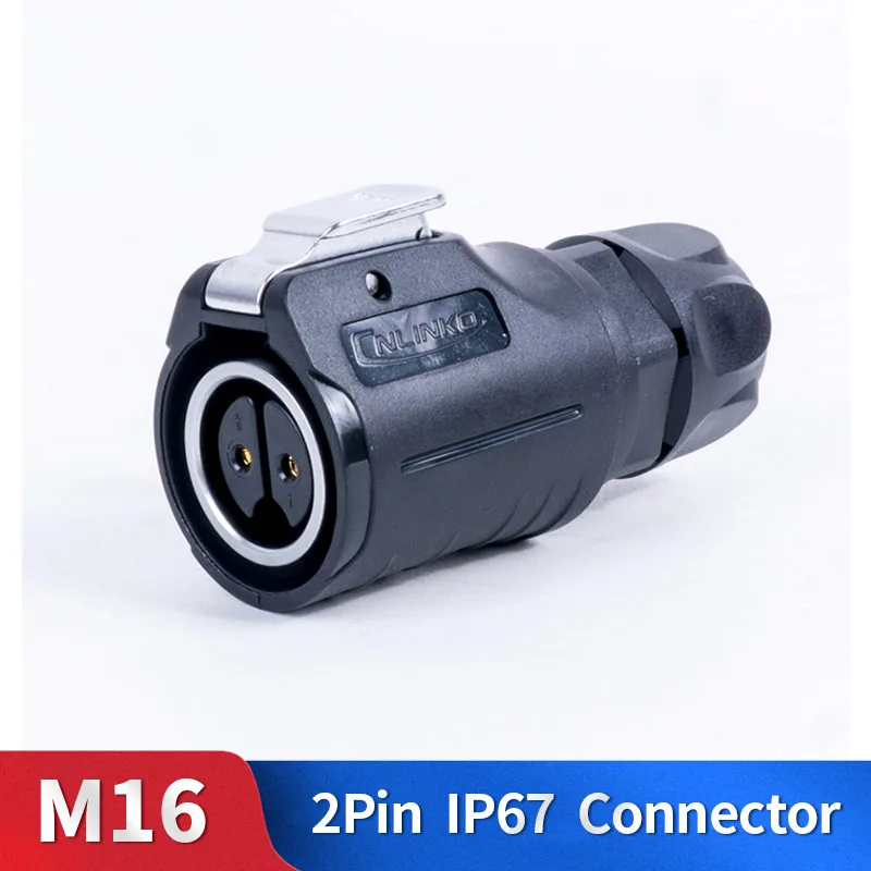 

M16 2 Pin Waterproof Connector Kit Semi-metal Shell Male and Female Industrial Outdoor Lighting Cable Plug and Socket
