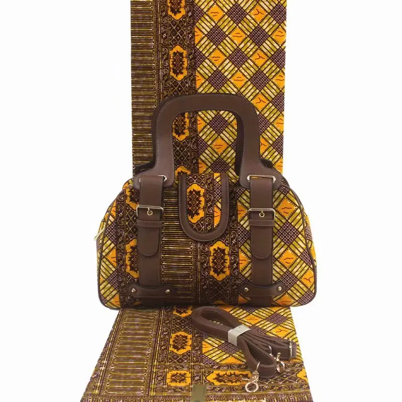 

2019 Latest African Tradition Ankara Dashiki Wax Prints Fabric Bag Sets For Fashion High Quality Handmade Sewing Handbag