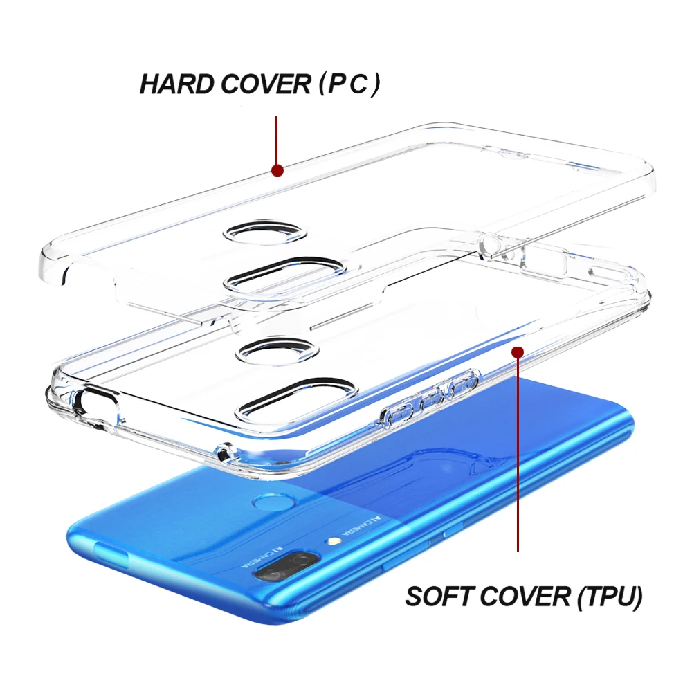 Transparent For Huawei P Smart Z Case 2 in 1 Soft TPU Hard PC Phone Funda 5
