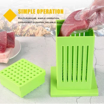 

Meat Skewer Maker Box BBQ 49 Holes Meat Skewer Kebab Maker Box Machine With Reusable Flat Round Metal Barbecue Skewers Meat Cut