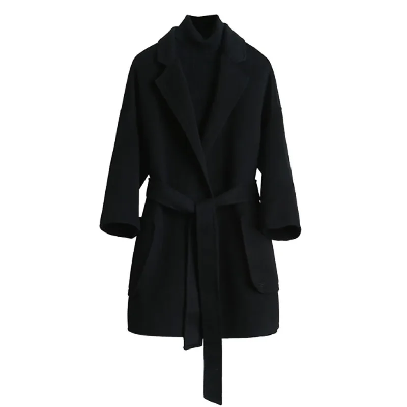 

New Winter Warm Jacket Women Thick Temperament Coat Women Solid Color Long Sleeve Lapel Jacket Woolen Outwear Chaqueta Mujer