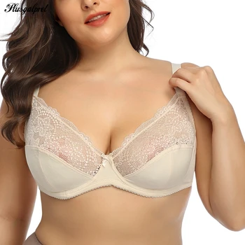 

PlusGalpret Plus Size Women Lace Bralette Underwire Non-padded Female Bra Sexy Lace Bra for Women Full Cup Comfort Underwear