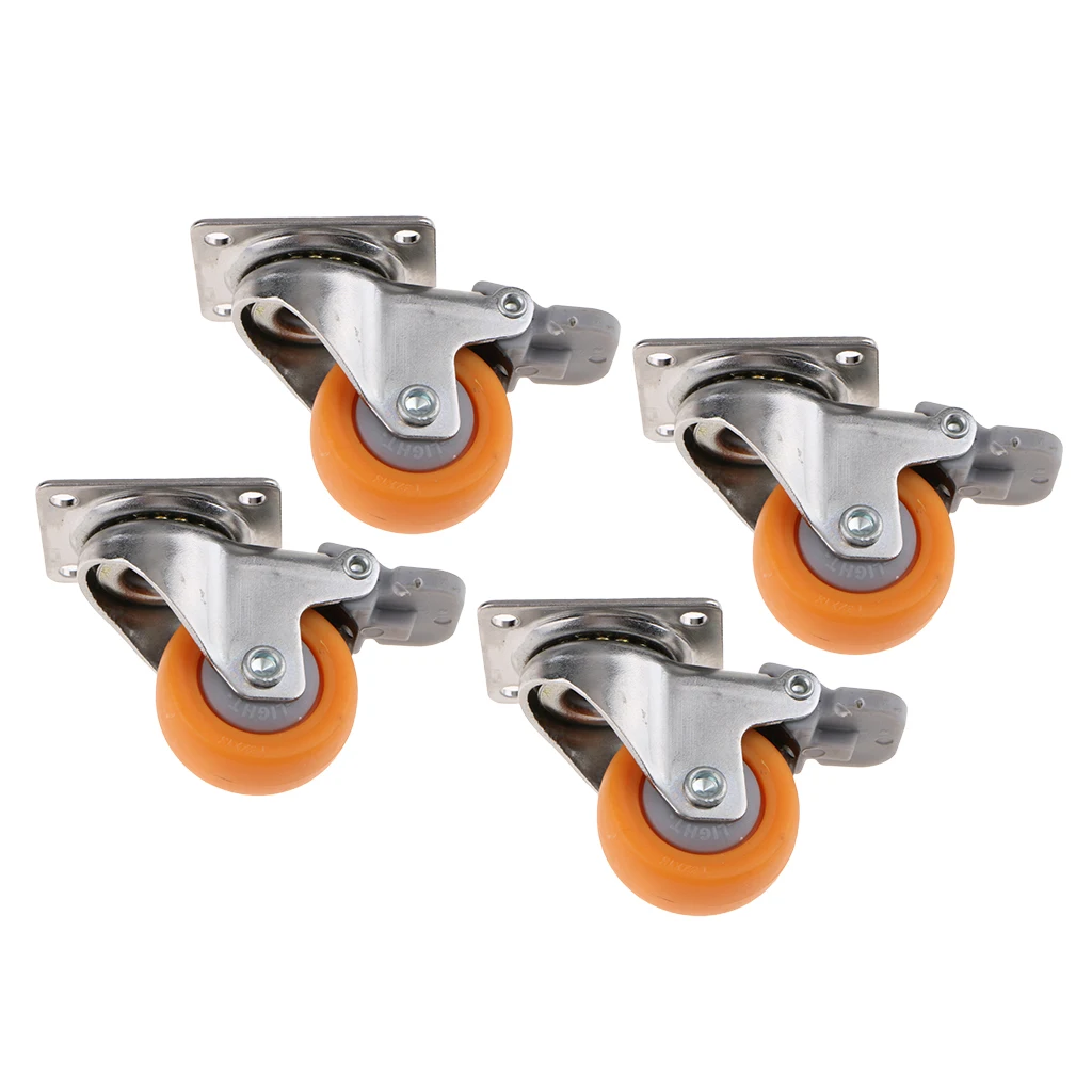 4x Industrial Swivel Castors 1.25inch Tapered Wheel Trolley Wheels With Brake Capacity Of 17kg