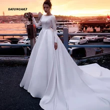 SATONOAKI Boho vestido de novia mangas una línea Vintage princesa Informal vestido de novia elegante playa vestido de novia 2020