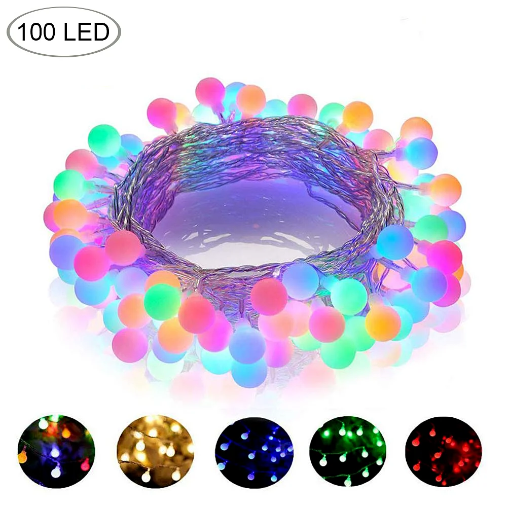 

10M 100LED 220V/110V LED Ball String Lights Christmas Bulb Fairy Garlands Outdoor For Holiday Wedding Home New Year's Decor Lamp