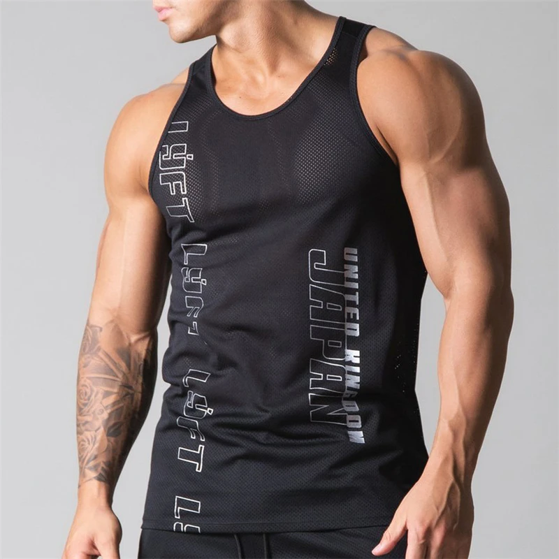 Mens Breathable Mesh Vest Sleeveless T-Shirt Gym Bodybuilding Workout Tank Top 