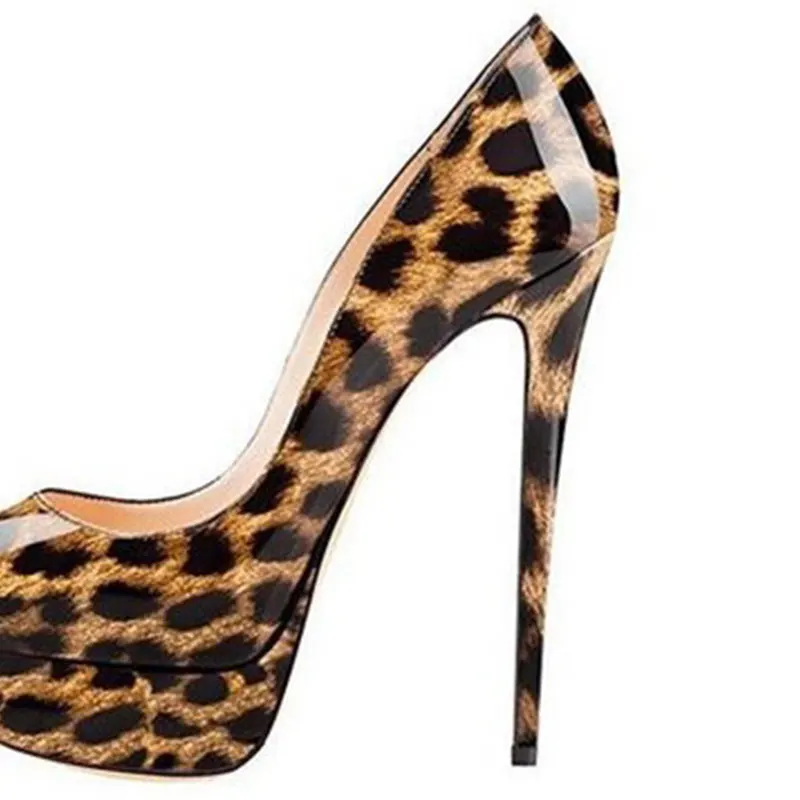 ElisabetTang/Женская обувь; туфли-лодочки на высоком каблуке; сезон весна; Туфли-гладиаторы с круглым носком; женские пикантные туфли на высоком каблуке-шпильке; обувь для вечеринок на платформе - Цвет: Leopard