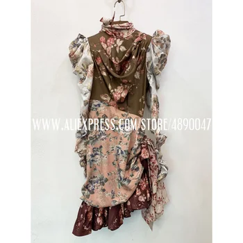 

Long Sleeve Turtleneck Open Waist Slim Sexy Mini Dress Autumn / Winter 2020 high quality Lady Floral print Bohemia Dress