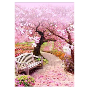 

Diy Diamond Painting Cross Stitch Pink Cherry Blossom Scenery Diamond Embroidery Full Square Rhinestones Embroidery Home Art