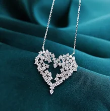 

ANGLANG Luxury Heart Women Pendant Necklace Brilliant Crystal Cubic Zirconia Wedding Accessories Valentine Day Gifts Jewelry