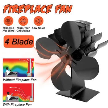

4 Blades Fireplace Heat Powered Stove Fan Komin Hot Air Wood Stove Burner Fireplace Fan 4-burner Firewood Stove Fan for kitchen
