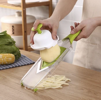 

Stainless Steel Vegetable Slicer V Slicer Fruit Julienne Cutter Lemon Slicing Tool 4 Blade Mandoline Adjustable Cutter Shredders