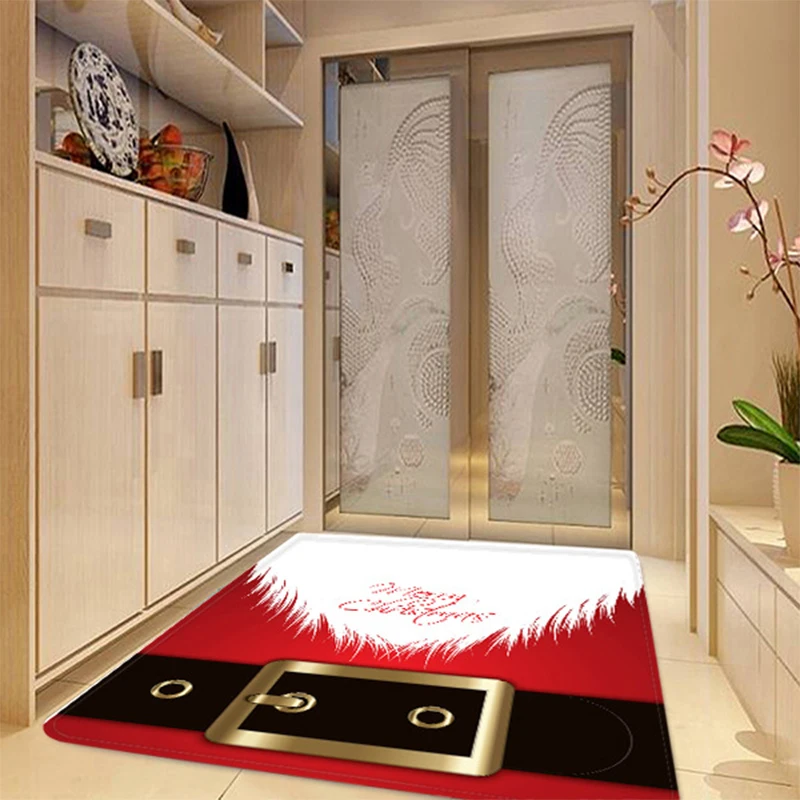 3D Рождественский Санта-Клаус, Противоскользящий коврик для кухни, столовой, камина, пола, фланелевый ковер, ковер, прочное Рождественское украшение для дома, напольный коврик